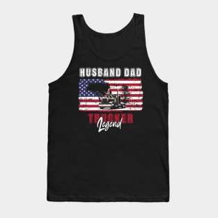 18 wheeler truck USA flag vintage, Husband Dad Trucker Legend Tank Top